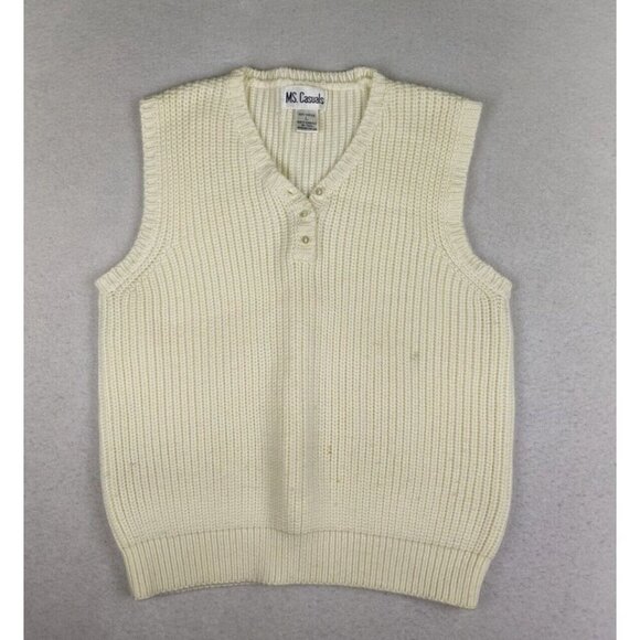 Ms Casuals Vintage Sweater Size Large Vest Ivory White Sleeveless - Picture 1 of 12